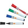 Nobo, Set 4 Pennarelli cancellabili a secco con inchiostro liquido per lavagna bianca in vetro, Marcatore con punta tonda a facile scorrimento da 3 mm, Colori Assortiti, Nero Rosso Blu Verde, 1905324
