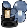 PURE LIVING INTERIOR DESIGN Servizio Piatti Ibiza in Ceramica per 6 Persone, 18 Pezzi Set Piatti Moderni Compatibile con Lavastoviglie e Microonde - Piatti Nero Tiefblau - Set da Tavola e Cucina di Pure Living