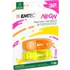 EMTEC Chiavetta USB 2.0 C410 Flash Drive da 32 GB, lettura 5 Mb/S, scrittura 15 Mb/S, USB 2.0, USB 3.0, trasparente al neon con cappuccio, confezione da 2