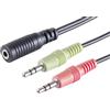 1aTTack.de 5x 0,15 m - Adattatore Y per cuffie nero, da 3,5 mm TRRS femmina a 2x 3,5 mm maschio, stereo + microfono, CTIA, connettori stampati