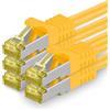 1aTTack.de Cavo di rete Ethernet Lan Cat.7 SFTP spina RJ45 Cat6a doppia schermatura 10000 Mbit/s compatibile con Cat5 Cat6 Cat6a Cat8 per switch Router Modem Patchpanel Giallo / 5 pz 0,25m