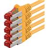 1aTTack.de 5x 2 m - Cavo patch di rete Cat 6 Cat6 RJ45 SFTP - giallo
