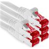 1aTTack.de 3.0m CAT6 Cavo di rete LAN RJ45 1000 Mbit, 5 pezzi - bianco | S-FTP, cavo patch Ethernet, cavo LAN, per router, switch, modem, DSL, Internet, Wi-Fi e patch panel