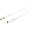 1aTTack.de 1 x 1,5 m - Cavo di prolunga audio TRRS da 3,5 mm bianco, connettori stampati, contatti placcati in oro