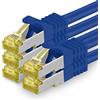 1aTTack.de Cavo di rete Ethernet Lan Cat.7 SFTP spina RJ45 Cat6a doppia schermatura 10000 Mbit/s compatibile con Cat5 Cat6 Cat6a Cat8 per switch Router Modem Patchpanel Blu / 5 pz 0,5m