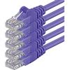 1aTTack.de 85278 5x 3m Violet Cavo di rete Cat6 Cat 6 Ethernet LAN 1000 Mbit/s RJ45