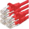 1aTTack.de 0,5m Cavo di Rete rosso - 5x - Cat.6 Ethernet Gigabit Lan RJ45 10 100 1000 Mbit s - Cavo Patch UTP compatibile con Cat.5 Cat.5e Cat.7 Cat.8 - rosso - 5x - 0,5m
