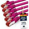 1aTTack.de 5x 0,25 m - Cavo patch di rete Cat 6 Cat6 RJ45 SFTP - magenta