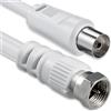 1aTTack.de Cavo adattatore per antenna SAT 2,5 metri 2x connettore F schermato > presa coassiale SAT bianco F-coax Ku 75db