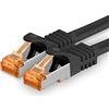 1aTTack.de 689043 Cat7-1x 0,5m - Cavo di rete Cat 7 Ethernet Lan 10 Gb/s PIMF LSZH Nero