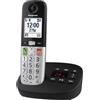 Panasonic KX-TGU430EXB - Telefono cordless digitale con segreteria telefonica, volume amplificato, unità base e 1 auricolare, display LCD, torcia compatibile con cuffie, nero e argento