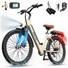 AAIRSK - Bicicletta Elettrica 26 Pollici E-bike 250w Batteria Rimovibile 36v10ah Autononomia 30-60km Con Ripiani S600-beige - SPEDIZIONE GRATUITA