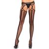 LEG AVENUE HOSIERY Reggicalze in Rete con Aperture Leg Avenue — Nero