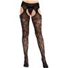 LEG AVENUE HOSIERY Calze con Reggicalze in Pizzo Floreale Leg Avenue — Nero