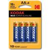 KODAK Batterie Alcaline AA Kodak Max LR6 — 4 Unità