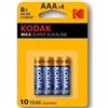 KODAK Batterie Alcaline AAA Kodak Max Super — LR03, 4 Unità