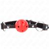 KINK COLLAR & GAG Morso Ball Gag Cavo BDSM Kink — Rigido, Rosso 6,5 cm