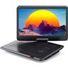 WOLFANG 17,5" Lettore DVD Portatile con 15,6" Display HD, 5000 mAh Batteria, Nessuna Restrizione Regionale, Doppi Altoparlanti Stereo, Supporto USB/Scheda SD/Sincronizzazione TV/Schermo del Proiettore