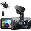 WOLFANG 2.5K Doppia Dashcam, Dash Cam Auto IPS 3" con Grandangolo di 310°, 1440P+1080P FHD Telecamera, Visione Notturna,G-Sensor, WDR, Monitor di Parcheggio, Registrazione in Loop