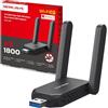 MERCUSYS TP-Link MA72XH WiFi USB AX1800Mbps, Chiavetta WiFi per PC Fisso, 2 Antenne ad Alto Guadagno, Dual Band 5GHz/1201Mbps + 2.4GHz/574Mbps, USB 3.0, MU-MIMO, WPA3, Supporta Windows 10/11