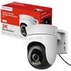 MERCUSYS MC510 Telecamera WiFi Esterno 2K 3MP, Videocamera Sorveglianza 360°, Visione Notturna a Colori, Audio a 2 Vie, Rilevamento di Movimento, Allarme/Notifica, Zona Privacy, Supporta microSD 512GB