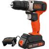 BLACK+DECKER Trapano avvitatore a batteria da 18 V, coppia massima 37 Nm, 10 posizioni di frizione, luce di lavoro a LED, batteria da 1,5 Ah e caricabatterie, BCD001C1-QW