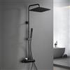 Görbach Colonna Doccia Acciaio Inox con Miscelatore, Colonna Doccia Rubinetto con Asta Doccia Regolabili e Termostatico, Set Doccia a Pioggia con Soffione 35×25 cm Nero