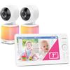 VTech monitor video per neonati con schermo LCD a colori da 7 pollici, visione panoramica a 360°, funzione Pan/Tilt/Zoom, ninne nanne e suoni calmanti, luce notturna multicolore, telecamera VM7468-2