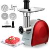 Edihome, Tritacarne Elettrico, Tritacarne Professionale, 2200W, Multifunzionale con 3 Piastre di Taglio e Ripieno per Salsicce (Rosso/Bianco)