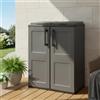 Dmora - Pattumiera Aarschot, Cestino portarifiuti, Bidone per raccolta differenziata 2 ante, 100% Made in Italy, 68x37h84 cm, Grigio e Nero, Finitura quadri