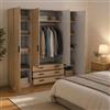 Dmora Guardaroba Grande Frances, Mobile Camera da Letto, Cabina Armadio portabiti, Armadio Appendiabiti, 196x50 h200 cm, Rovere