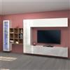 Dmora Parete Attrezzata Emilio 30x310x180h cm Bianco Lucido 20 Ripiani 4 Ante, 23 Vani Made in Italy