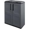 Dmora - Pattumiera Aarschot, Cestino portarifiuti, Bidone per Raccolta differenziata 2 Ante, 100% Made in Italy, 68x37h84 cm, Grigio e Nero, Finitura Quadri