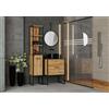 Dmora Mobile Colonna Bedzin, Pensile Bagno o Cucina, Armadio Alto Multifunzione, Mobiletto Multiuso, 33x33 h180 cm, Quercia e Nero