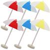 FUNNETOYU Ombrelloni da Spiaggia in Miniatura 6 Pezzi per Casa delle Bambole | Decorazioni per Micro Scenari Marini, Articoli Leggeri in Plastico e Legno, per Feste e Tavole Estive