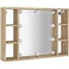 vidaXL Mobile a Specchio con LED Rovere Sonoma 76x15x55 cm