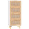 vidaXL Credenza Bianca 40x30x90cm Legno Massello Pino Rattan Naturale