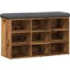 vidaXL Panca Porta Scarpe Legno Antico 82x32x50 cm Legno Multistrato