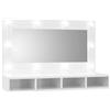 vidaXL Mobile a Specchio con LED Bianco Lucido 90x31,5x62 cm