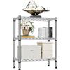 M MZG Scaffalatura Metallica a 3 Ripiani, Portata fino a 340,5 kg, Scaffale Multiuso per Cucina, Dispensa, Ripostiglio, Lavanderia, Garage, Balcone e Ufficio, Cromato, 30×65×80 cm