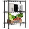 M MZG Scaffalatura Metallica a 3 Ripiani, Portata fino a 340,5 kg, Scaffale Portaoggetti per Cucina, Bagno, Dispensa, Ripostiglio, Lavanderia, Balcone e Ufficio, Nero, 30×55×72,6 cm
