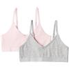Amazon Essentials Primo Reggiseno in Jersey di Cotone con Scollo a V Bambine e ragazze, Confezione da 2, Rosa Pallido/Grigio Mélange, 11-12 anni