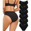 Sth Big Slip Vita Alta Senza Cuciture Mutande Donna con Bordi a Onda Intimo e Mutandine Invisibili Senza Etichetta Confezione da 6 (S)