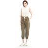 GLOWELFA Pantaloni da donna estivi in vita elasticizzata con coulisse, pantaloni da donna fluidi con gambe dritte 7/8, tessuto morbido e confortevole per lavoro, sport, relax, vacanze, Verde militare