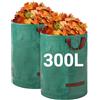 Velway Sacchi per Rifiuti da Giardino Resistenti - 300L x 2Pacchi Sacchi da Giardino Riutilizzabili con Maniglie - Tessuto Industriale per Foglie Rifiuti Detriti