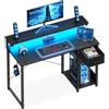 Coleshome Scrivania Gaming con LED Reversibile Supporto Monitor 100x48cm