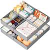DIMJ Organizer Cassetti in Tessuto Non Tessuto Pieghevole - Lot of 12 Contenitori per Cassetti Biancheria, Calzini, Reggiseni, Intimo e Neonato, Grigio Chiaro