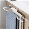OETAMS Porta Asciugamani Bagno Adesivo, Portasciugamani Adesivo Bagno Doppio, Porta Salviette da parete per Cucina in Acciaio Inox, Argento