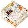 DIMJ Organizer Cassetti in Tessuto Non Tessuto Pieghevole - Lot of 12 Contenitori per Cassetti Biancheria, Calzini, Reggiseni, Intimo e Neonato, Beige