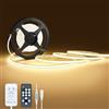NELUX Striscia LED COB 2 Metri Bianco Caldo, Luci LED Strisce Sottopensile Cucina, Camera e TV Light Strip. Luce Interne Adesive Dimmerabili, 480LED/m, 2700K. Include Telecomando, Trasformatore 24V